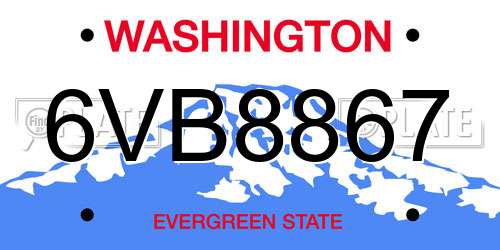 6VB8867 Washington License Plate