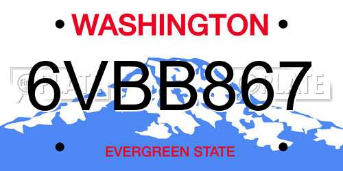 6VBB867 Washington License Plate