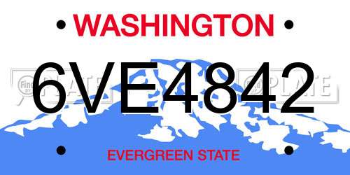 6VE4842 Washington License Plate
