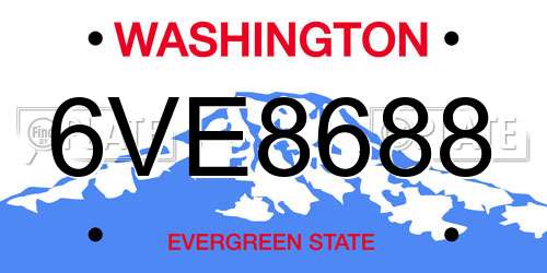 6VE8688 Washington License Plate