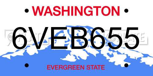 6VEB655 Washington License Plate