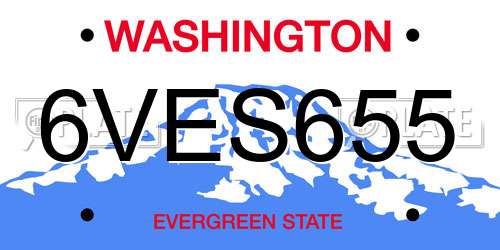 6VES655 Washington License Plate