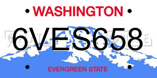 6VES658 Washington License Plate
