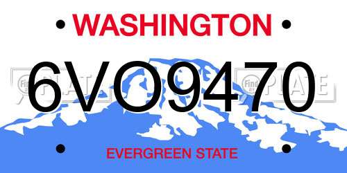 6VO9470 Washington License Plate