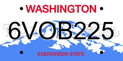 6VOB225 Washington License Plate