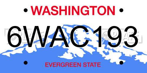 6WAC193 Washington License Plate