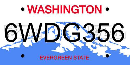 6WDG356 Washington License Plate