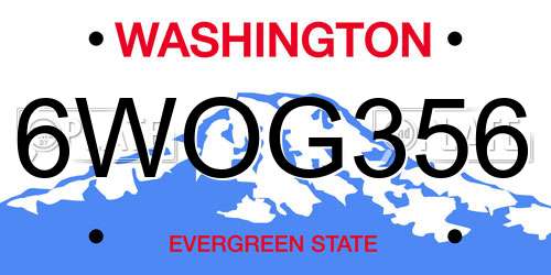 6WOG356 Washington License Plate