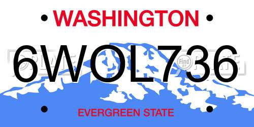 6WOL736 Washington License Plate