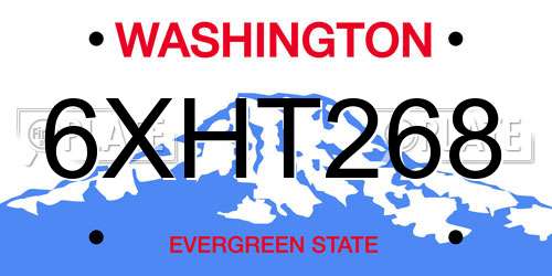 6XHT268 Washington License Plate