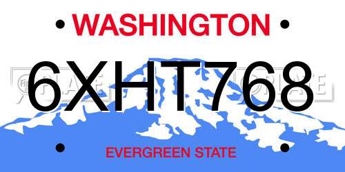 6XHT768 Washington License Plate