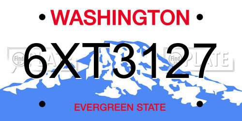 6XT3127 Washington License Plate