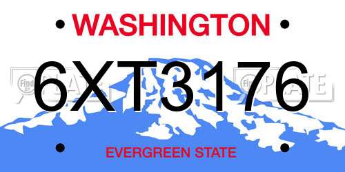 6XT3176 Washington License Plate