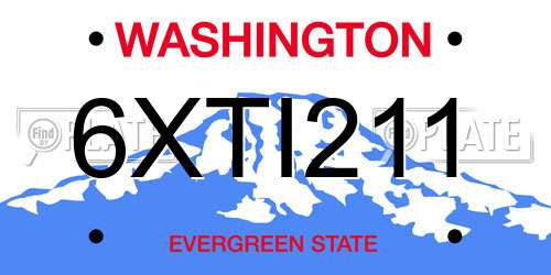 6XTI211 Washington License Plate