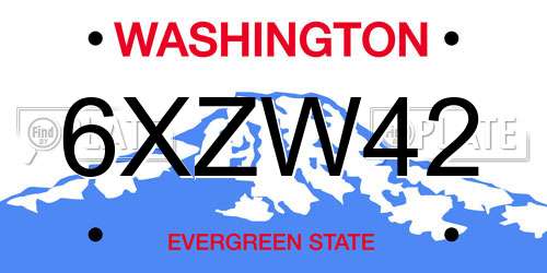 6XZW42 Washington License Plate
