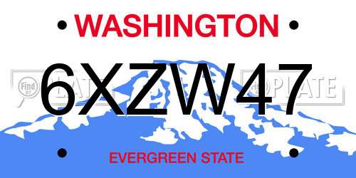 6XZW47 Washington License Plate