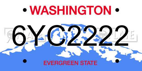 6YC2222 Washington License Plate