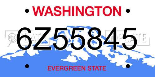 6Z55845 Washington License Plate