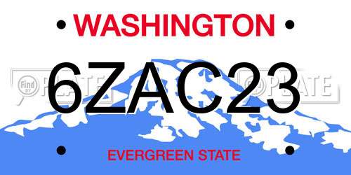 6ZAC23 Washington License Plate