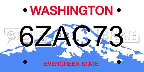 6ZAC73 Washington License Plate