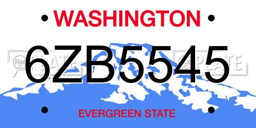 6ZB5545 Washington License Plate