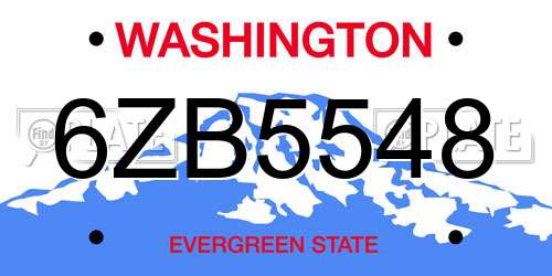 6ZB5548 Washington License Plate