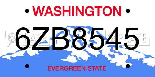 6ZB8545 Washington License Plate