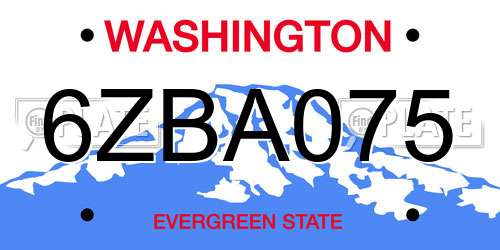 6ZBA075 Washington License Plate