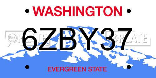 6ZBY37 Washington License Plate