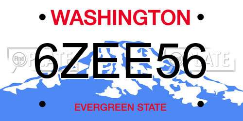 6ZEE56 Washington License Plate