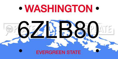 6ZLB80 Washington License Plate
