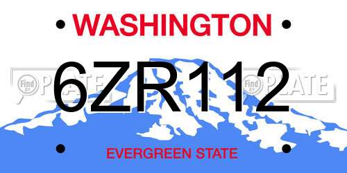 6ZR112 Washington License Plate