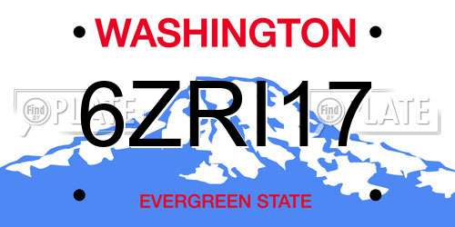 6ZRI17 Washington License Plate