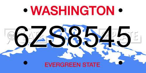 6ZS8545 Washington License Plate