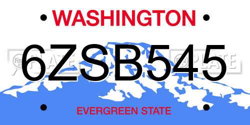 6ZSB545 Washington License Plate