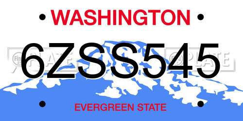 6ZSS545 Washington License Plate