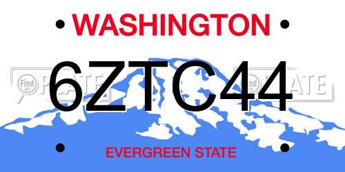 6ZTC44 Washington License Plate