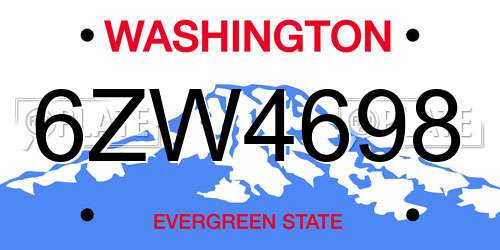 6ZW4698 Washington License Plate