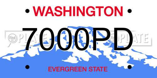 7000PD Washington License Plate
