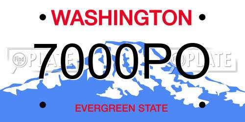 7000PO Washington License Plate
