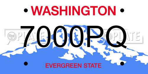 7000PQ Washington License Plate