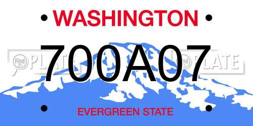 700A07 Washington License Plate