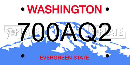 700AQ2 Washington License Plate