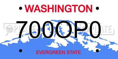 700OP0 Washington License Plate