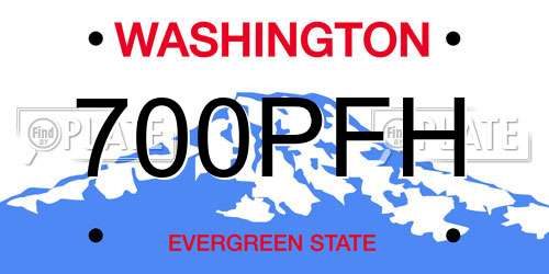 700PFH Washington License Plate