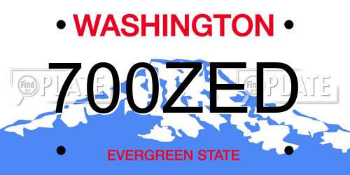 700ZED Washington License Plate