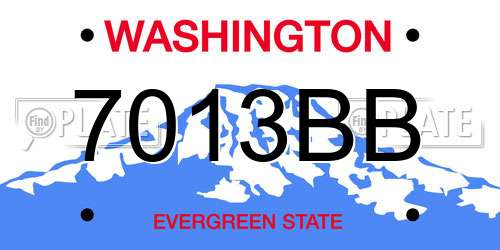 7013BB Washington License Plate