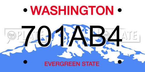 701AB4 Washington License Plate