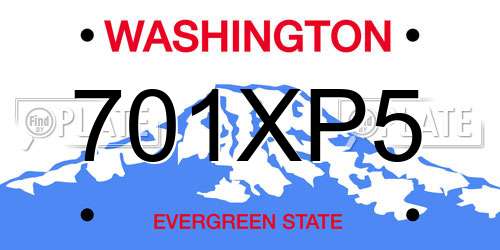 701XP5 Washington License Plate