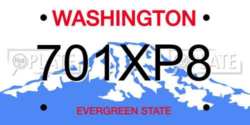 701XP8 Washington License Plate